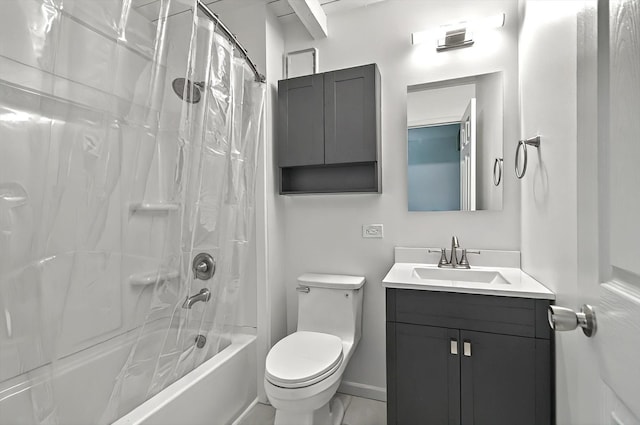 126 Cora Ave Unit D, Fox Lake, IL 60020 - full bathroom featuring vanity, shower / bathtub combination with curtain, and toilet