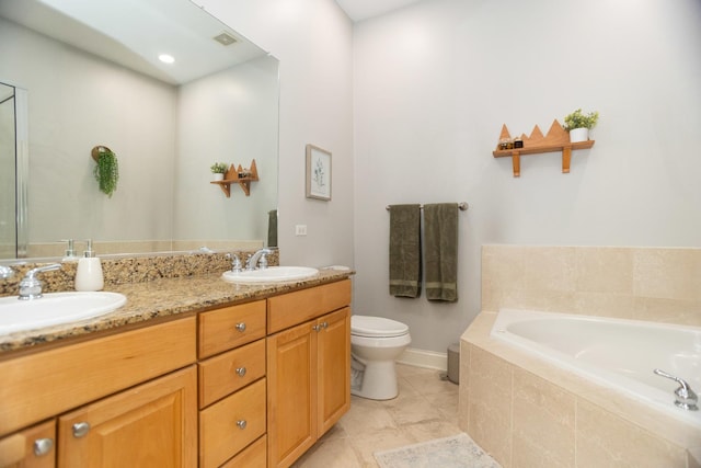 4541 N Malden St Unit 3N, Chicago, IL 60640 - full bathroom with a bath, double vanity, toilet, and baseboards