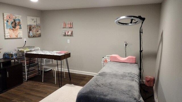432 Rose St, Bensenville, IL 60106 - bedroom with dark wood-type flooring, baseboards, and an office area