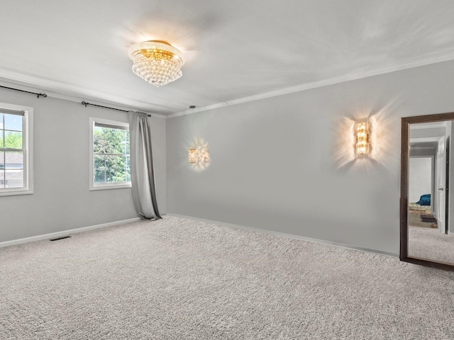 1520 Fordham Ct, Naperville, IL 60565 - empty room featuring ornamental molding, healthy amount of natural light, carpet floors, and baseboards