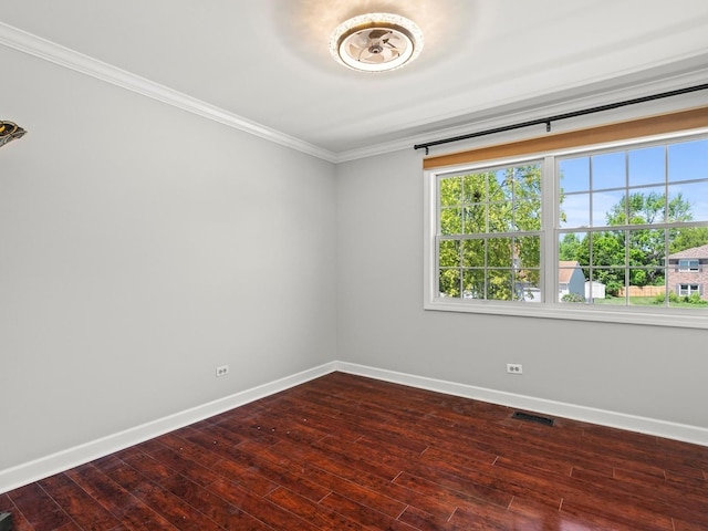 1520 Fordham Ct, Naperville, IL 60565 - unfurnished room with ornamental molding, baseboards, and dark wood-style floors