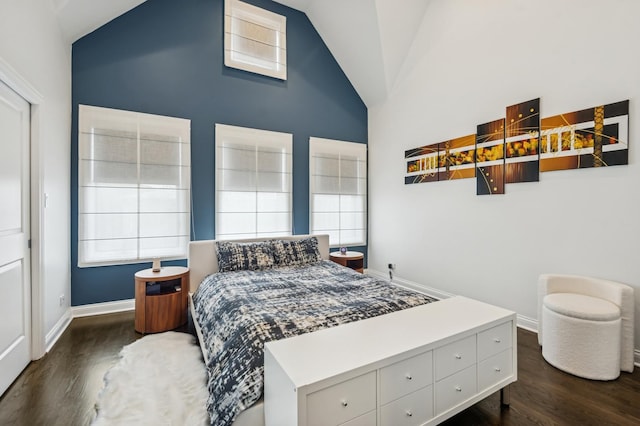 7223 N Hamilton Ave Unit A, Chicago, IL 60645 - bedroom featuring wood finished floors, baseboards, and high vaulted ceiling