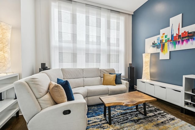 7223 N Hamilton Ave Unit A, Chicago, IL 60645 - living room featuring dark wood finished floors and a wall of windows