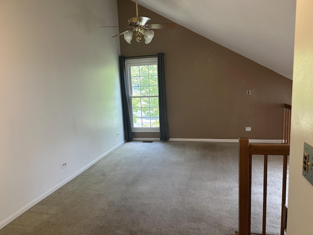 2S809 Grove Ln, Warrenville, IL 60555 - carpeted empty room with ceiling fan, vaulted ceiling, and baseboards