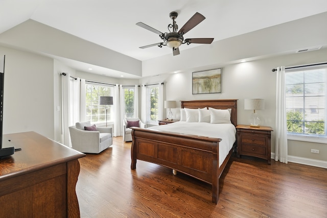 610 Greendale Rd, Glenview, IL 60025 - bedroom with wood finished floors, ceiling fan, baseboards, and recessed lighting