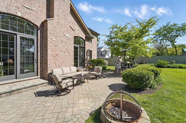 610 Greendale Rd, Glenview, IL 60025 - view of patio featuring an outdoor living space with a fire pit