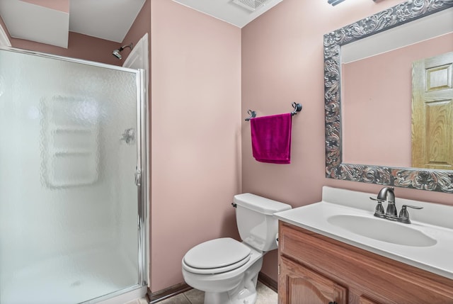 1086 Brighton Dr, Carol Stream, IL 60188 - full bathroom with a stall shower, vanity, toilet, and tile patterned floors