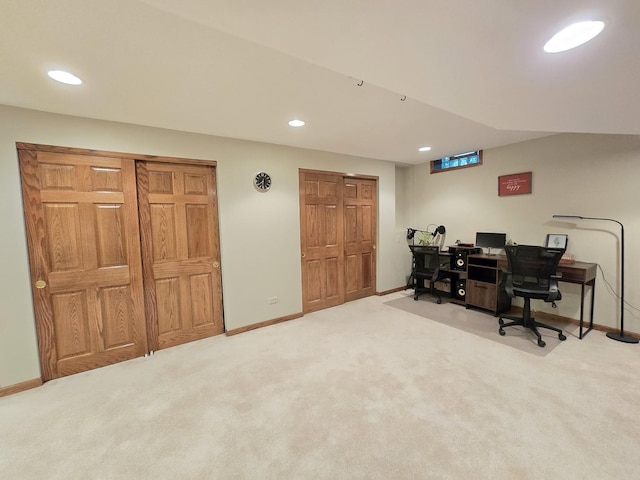 1086 Brighton Dr, Carol Stream, IL 60188 - home office featuring recessed lighting, baseboards, and carpet flooring