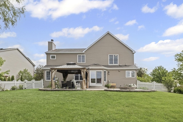1086 Brighton Dr, Carol Stream, IL 60188 - back of property with a gazebo, a patio, a chimney, and a gate
