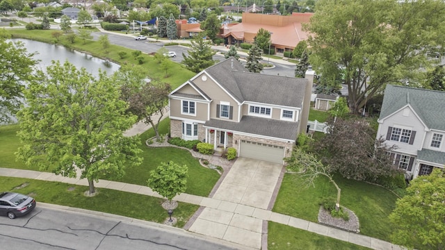 1086 Brighton Dr, Carol Stream, IL 60188 - view from above of property featuring a nearby body of water