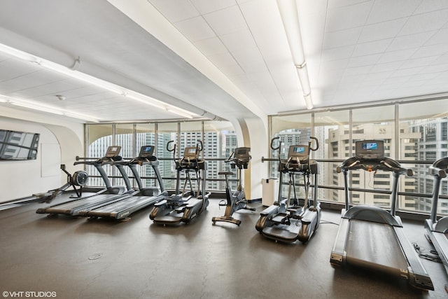 300 N State St Unit 3205, Chicago, IL 60654 - gym with a wall of windows