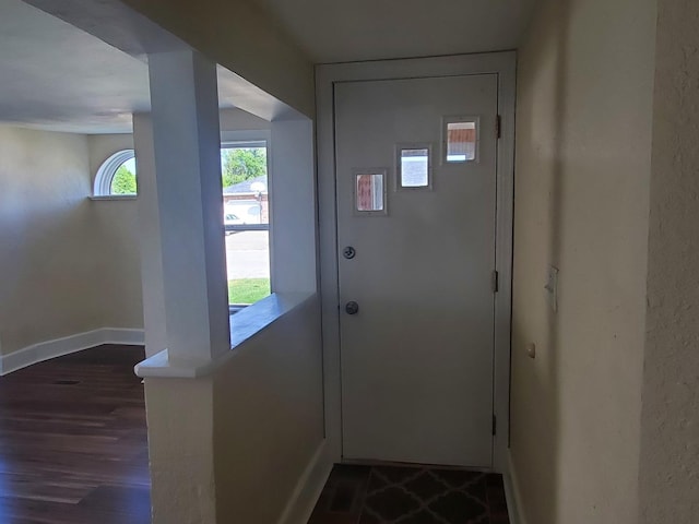 53 N Walnut St, Manteno, IL 60950 - entryway featuring baseboards and dark wood finished floors