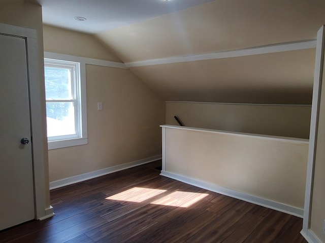 53 N Walnut St, Manteno, IL 60950 - additional living space with vaulted ceiling, dark wood-type flooring, and baseboards