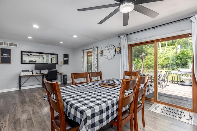2655 N 3853rd Rd, Sheridan, IL 60551 - dining room with wood finished floors, recessed lighting, ceiling fan, and baseboards