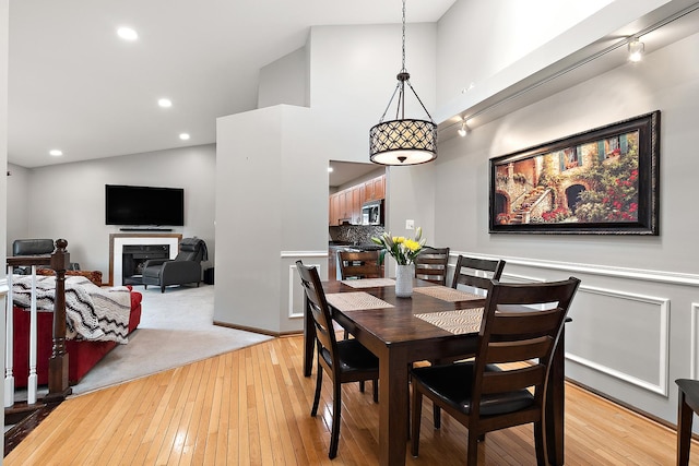 9254 Windsor Pkwy, Tinley Park, IL 60487 - dining space with light wood-style floors, recessed lighting, and high vaulted ceiling
