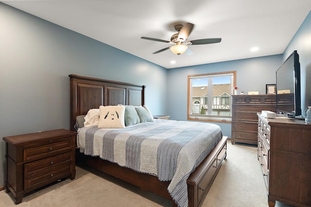 9254 Windsor Pkwy, Tinley Park, IL 60487 - bedroom featuring light carpet, a ceiling fan, and recessed lighting