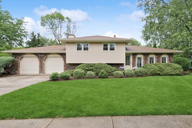 253 Waxwing Ave, Naperville, IL 60565 - tri-level home with brick siding, a garage, driveway, and a front yard