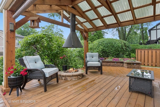 253 Waxwing Ave, Naperville, IL 60565 - wooden terrace featuring an outdoor fire pit and outdoor dining area