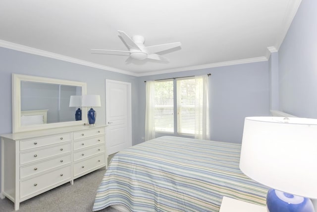 646 S Curran Rd, Round Lake, IL 60073 - carpeted bedroom with crown molding and ceiling fan