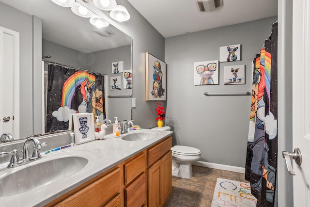 713 Sedgegrass Dr, Champaign, IL 61822 - full bath featuring double vanity, tile patterned floors, and a shower with curtain