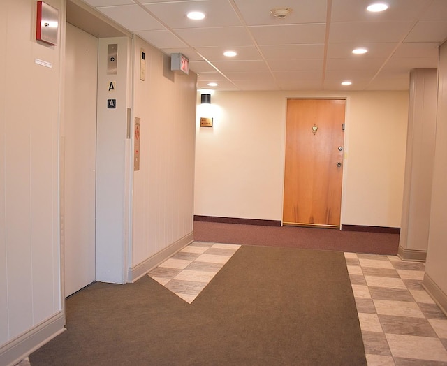 2900 Maple Ave Unit 10E, Downers Grove, IL 60515 - corridor featuring recessed lighting, baseboards, elevator, and a drop ceiling