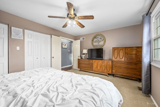 20005 S Mallory Dr, Frankfort, IL 60423 - bedroom with light colored carpet, baseboards, ceiling fan, and multiple windows
