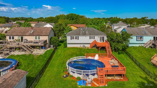 20005 S Mallory Dr, Frankfort, IL 60423 - back of house featuring stairs, a wooden deck, and a residential view