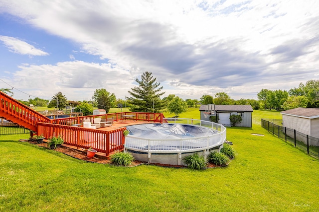 20005 S Mallory Dr, Frankfort, IL 60423 - view of yard featuring a wooden deck and an outbuilding