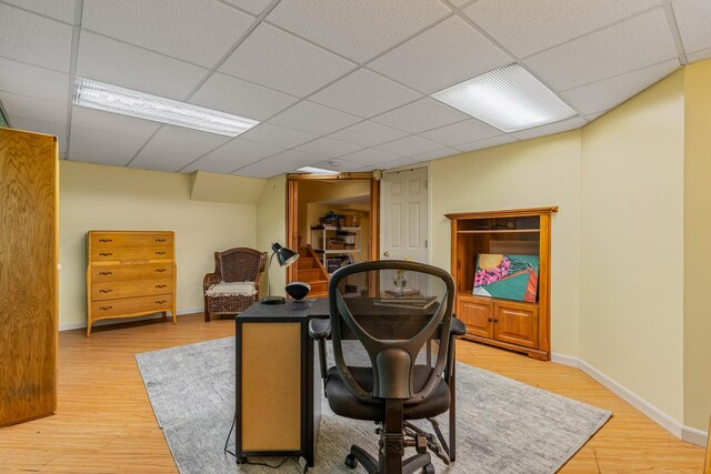 165 Lance Dr, Des Plaines, IL 60016 - office area with light wood-style flooring, baseboards, and a drop ceiling