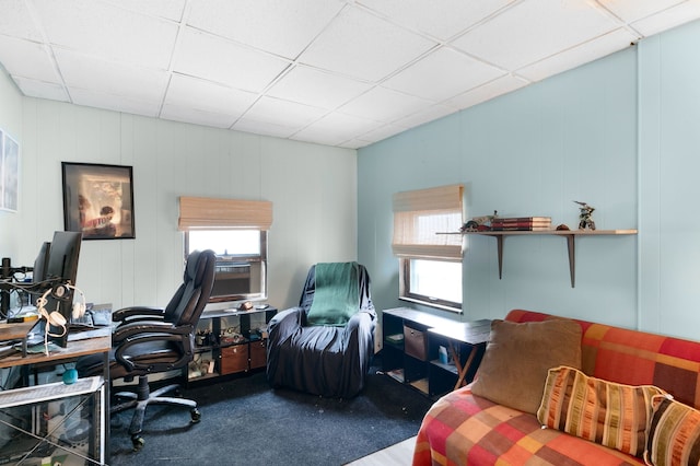 96 E Quincy St, Riverside, IL 60546 - carpeted home office with a paneled ceiling and healthy amount of natural light