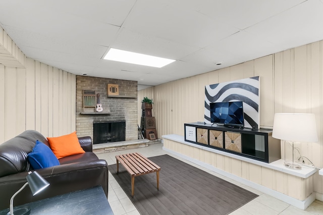 464 Northgate Ct, Riverside, IL 60546 - living room with a fireplace, tile patterned floors, and a paneled ceiling