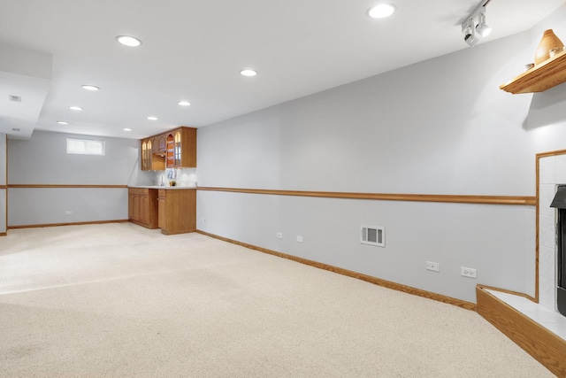 124 N W End Ave, Westmont, IL 60559 - below grade area with recessed lighting, light carpet, and baseboards