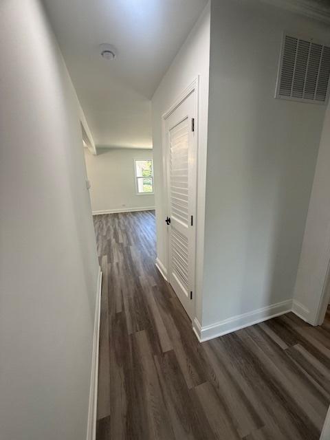 528 Ivy Ct, Round Lake Beach, IL 60073 - hall with dark wood-style floors and baseboards