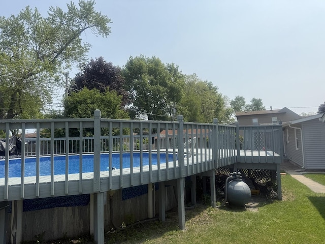 528 Ivy Ct, Round Lake Beach, IL 60073 - view of swimming pool with a deck and a lawn