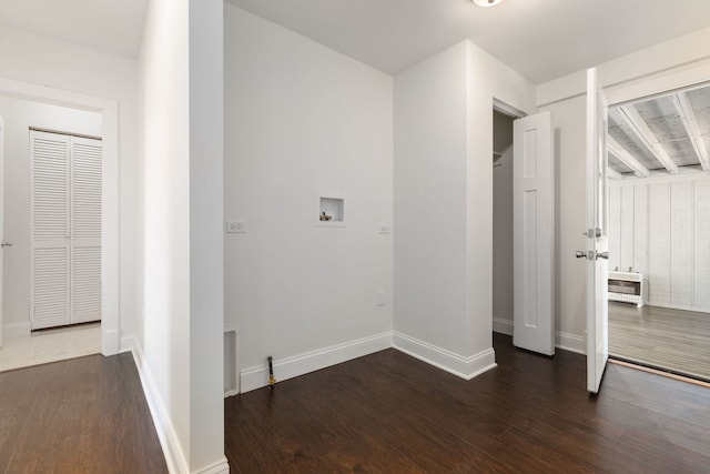 718 Sycamore St, Ottawa, IL 61350 - washroom with hookup for a washing machine, dark wood-type flooring, and baseboards