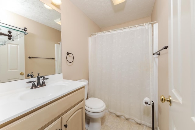 2004 Withers Ln, Bloomington, IL 61704 - full bath with vanity, a textured ceiling, tile patterned floors, and curtained shower