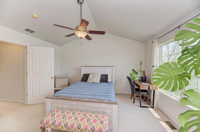 1924 Golden Gate Ln, Naperville, IL 60563 - bedroom with light carpet, lofted ceiling, a ceiling fan, and baseboards