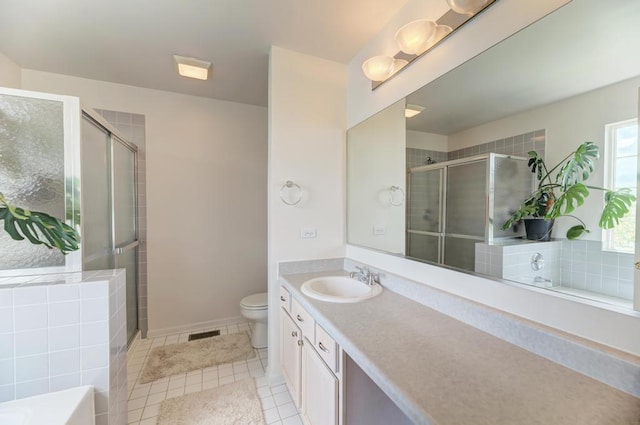 1924 Golden Gate Ln, Naperville, IL 60563 - full bath with tile patterned flooring, a shower stall, vanity, and a garden tub