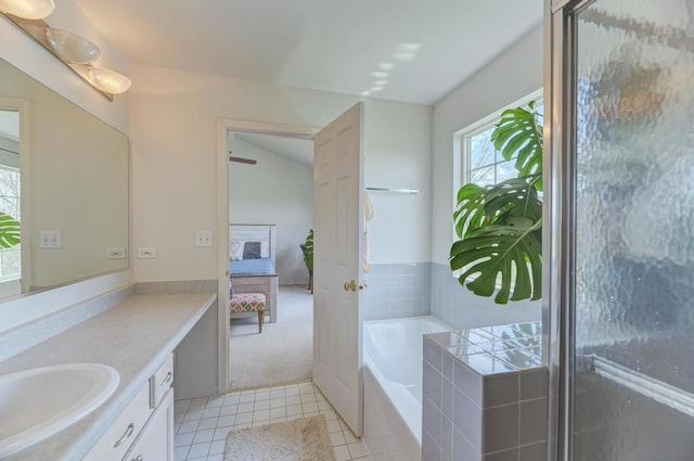1924 Golden Gate Ln, Naperville, IL 60563 - full bathroom featuring vanity, a garden tub, tile patterned floors, and ensuite bath