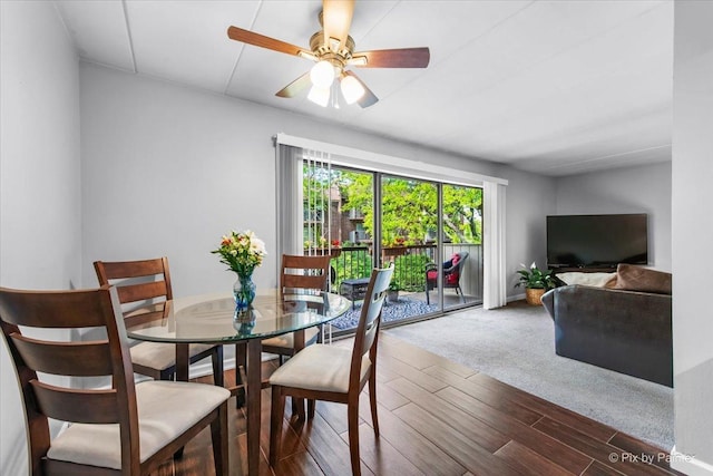 210 E Fountainview Ln Unit 2B, Lombard, IL 60148 - dining area with wood finished floors and ceiling fan