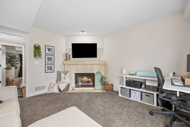 27W314 Melrose Ln, Winfield, IL 60190 - office space featuring a tiled fireplace, baseboards, and carpet