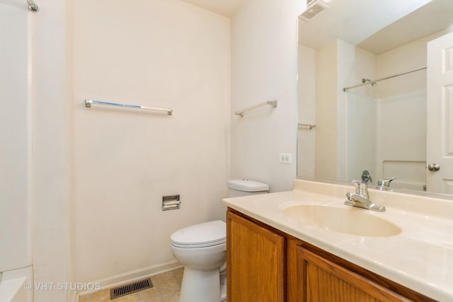 1418 W Split Oak Cir Unit 1418, Round Lake Beach, IL 60073 - full bath with vanity, toilet, a shower, baseboards, and tile patterned flooring