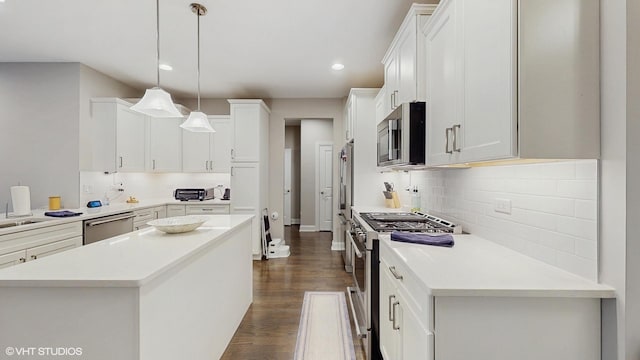 532 Ursuline Ave, Naperville, IL 60565 - kitchen with high end appliances, recessed lighting, decorative backsplash, dark wood finished floors, and a center island