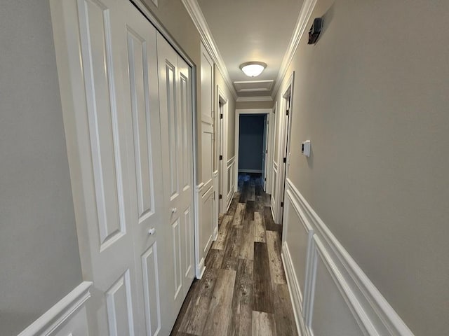 36586 N Traer Ter, Gurnee, IL 60031 - hall with dark wood-type flooring and crown molding