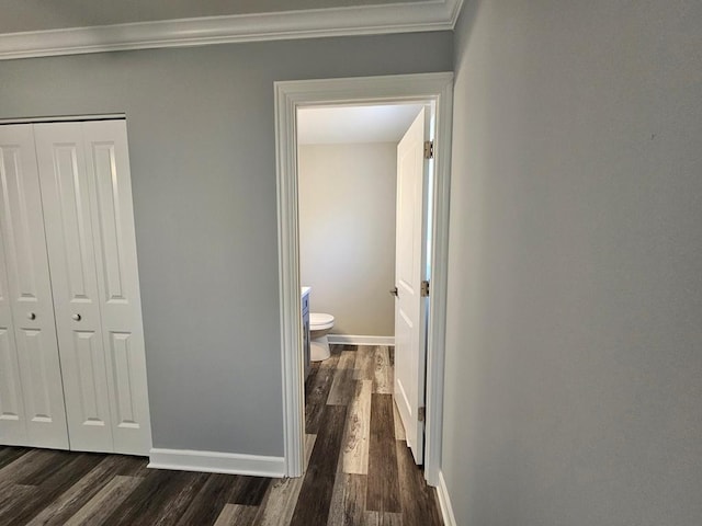 36586 N Traer Ter, Gurnee, IL 60031 - corridor featuring dark wood-style floors, crown molding, and baseboards