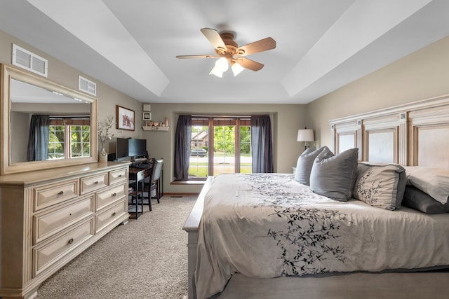 373 W Joliet Hwy, New Lenox, IL 60451 - bedroom featuring a desk, a raised ceiling, multiple windows, and light carpet