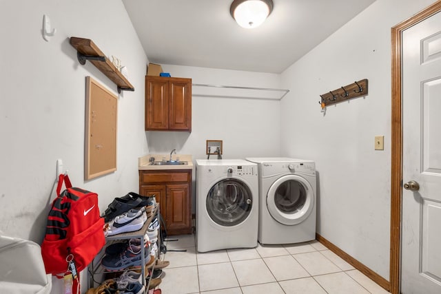 373 W Joliet Hwy, New Lenox, IL 60451 - laundry room featuring cabinet space, washing machine and dryer, and light tile patterned floors
