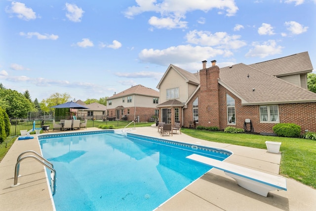 373 W Joliet Hwy, New Lenox, IL 60451 - view of pool with a patio, a diving board, and outdoor dining area