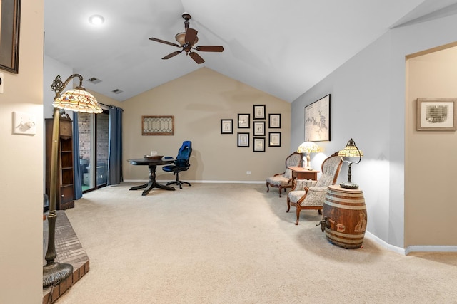 7260 S Adams St Unit C, Willowbrook, IL 60527 - carpeted office featuring ceiling fan, vaulted ceiling, and baseboards