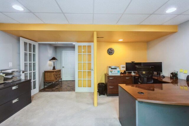 14613 Morningside Rd, Orland Park, IL 60462 - carpeted office featuring french doors and recessed lighting